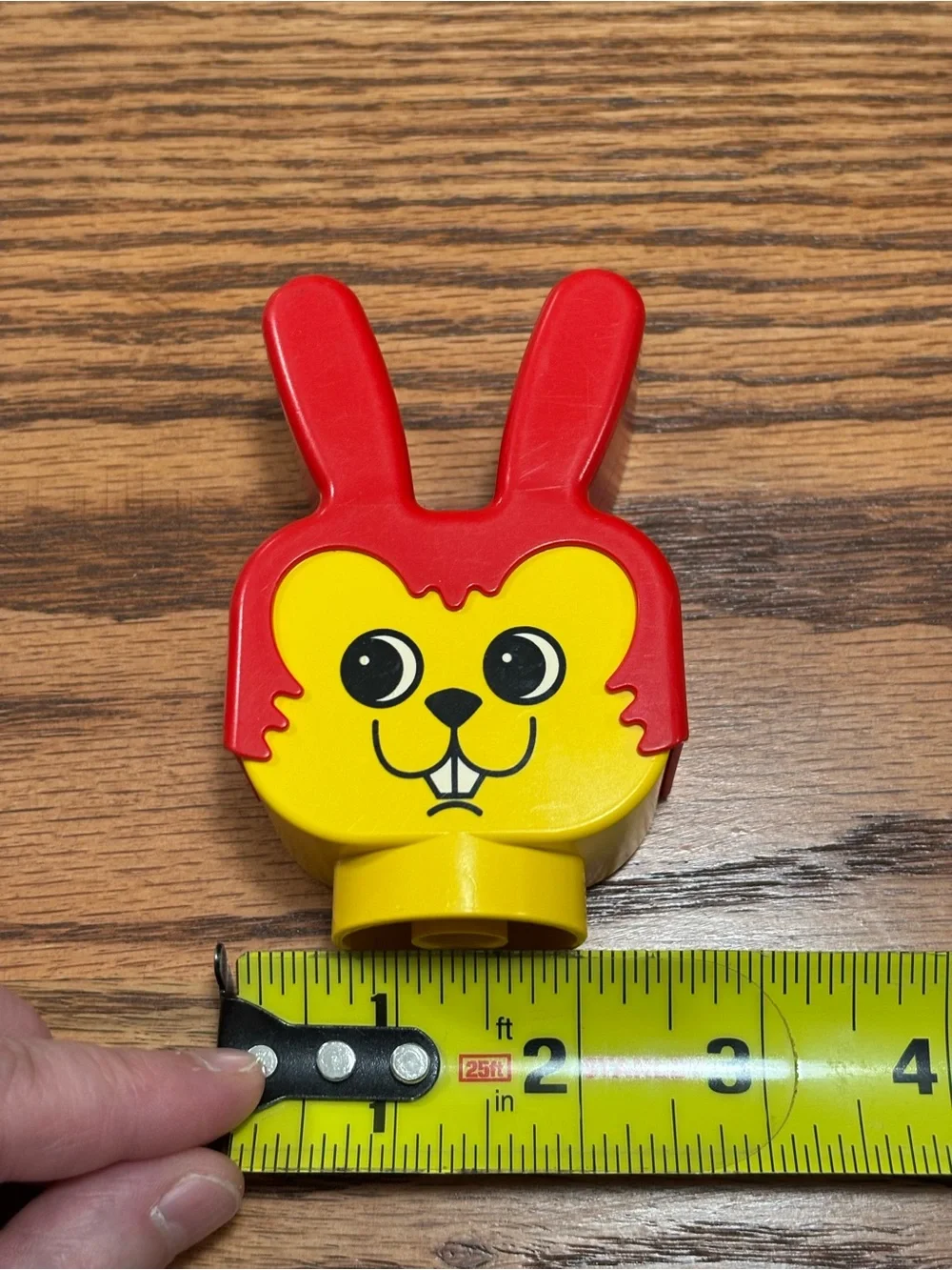 Vintage Lego Duplo Bunny Head Animal Face Ears Rabbit Yellow Red 90s